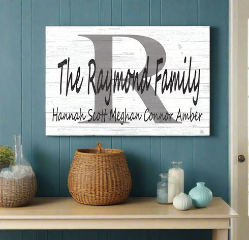 Monogram Family Name Sign Custom With Est. Date or Family Member Names