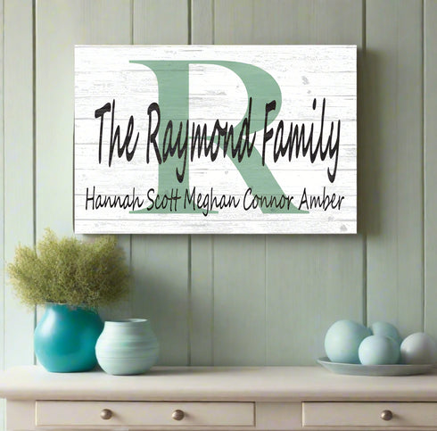 Monogram Family Name Sign Custom With Est. Date or Family Member Names