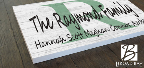 Monogram Family Name Sign Custom With Est. Date or Family Member Names