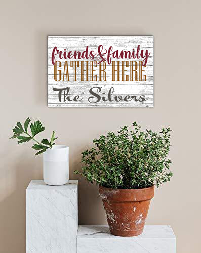 Custom Family and Friends Gather Here Sign with Family Name