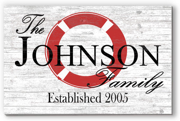 Custom Lake or Beach House Sign – Lifesaver Ring Design with Family Name & Established Year | Personalized Pool or Coastal Decor