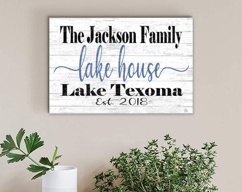 Custom Lake House Sign with Established Date - Solid Wood