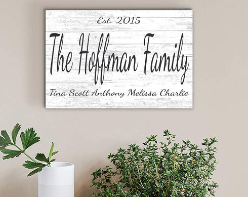 Family Established Sign Personalized with Names and Est Date