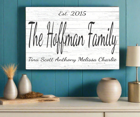 Family Established Sign Personalized with Names and Est Date