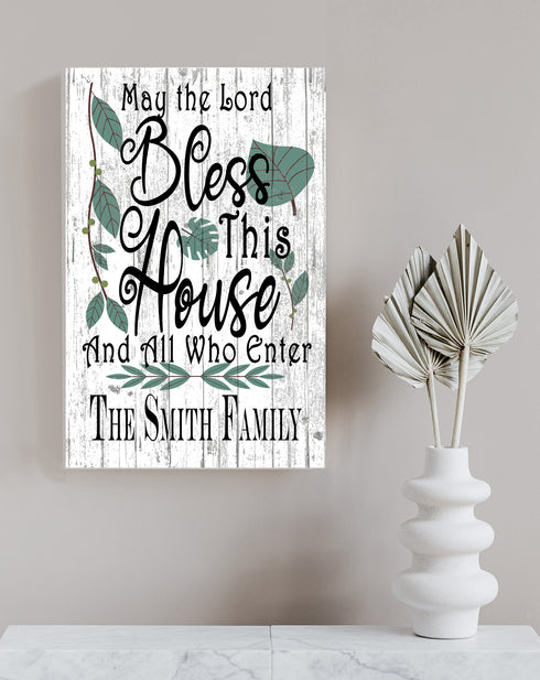 Home Blessing Sign Personalized Family Name Farmhouse Decor Wall Art