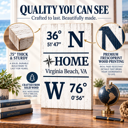 GPS Coordinates Sign - Personalized Latitude Longitude Location Wall Art