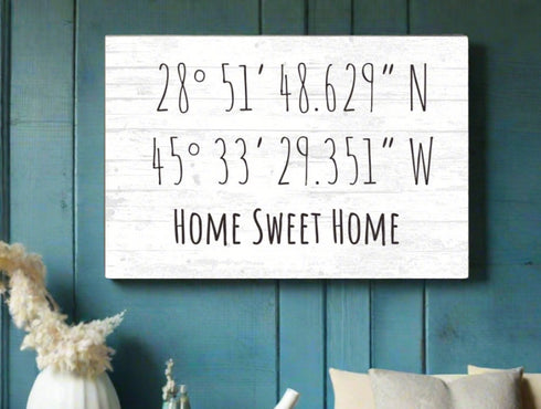 GPS Coordinate Sign Personalized Latitude Longitude Location Wall Art - 16.5" x 10.5"