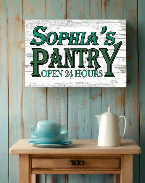 Open 24 Hours Kitchen Pantry Sign Rustic Farmhouse Style Decoration