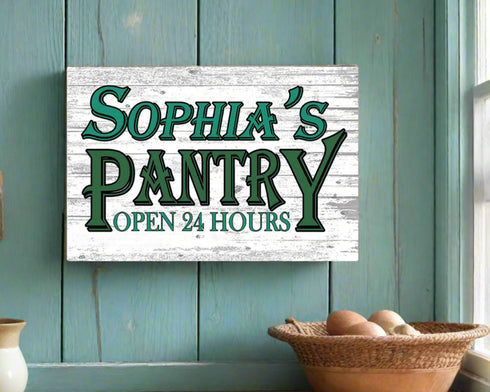 Open 24 Hours Kitchen Pantry Sign Rustic Farmhouse Style Decoration