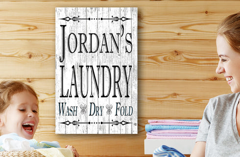 Personalized Laundry Room Signs Wash Dry Fold