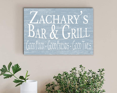 Custom Bar and Grill Sign Personalized Man Cave or Barbecue Decoration