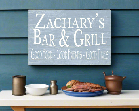 Custom Bar and Grill Sign Personalized Man Cave or Barbecue Decoration