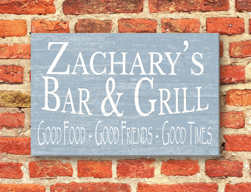 Custom Bar and Grill Sign Personalized Man Cave or Barbecue Decoration