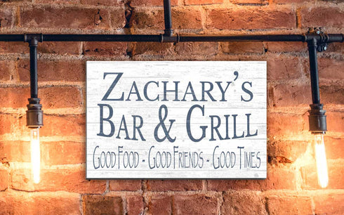 Custom Bar and Grill Sign Personalized Man Cave or Barbecue Decoration