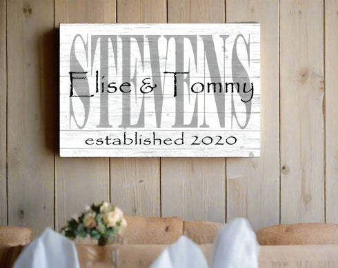 Custom Wedding Gift for Couple Personalized Sign With Names and Established Date