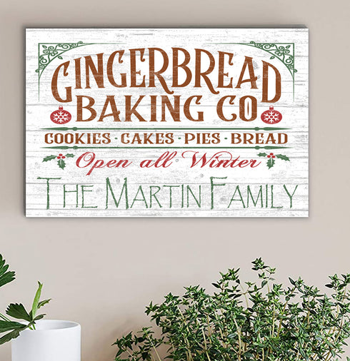 Personalized Gingerbread Baking Company Christmas Sign Wood