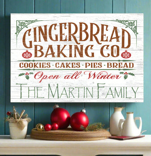 Personalized Gingerbread Baking Company Christmas Sign Wood