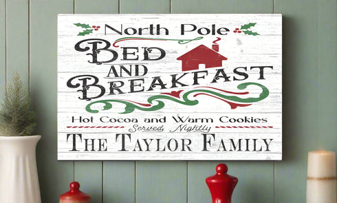 North Pole Christmas Sign Personalized North Pole Bed & Breakfast