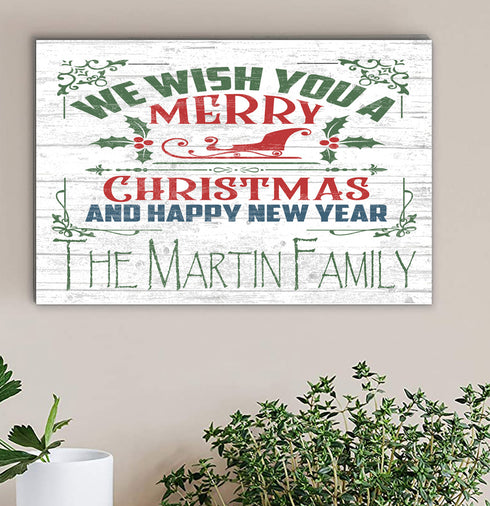 Personalized Merry Christmas Wooden Sign