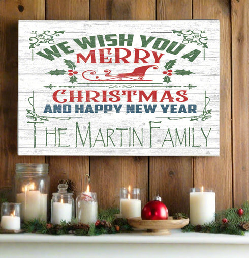 Personalized Merry Christmas Wooden Sign