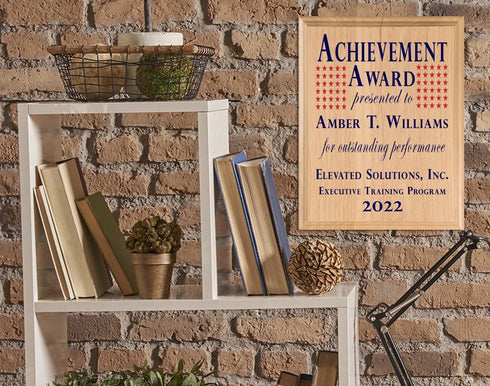 Achievement Award Plaque Personalized Employee Appreciation Gift - Solid Wood