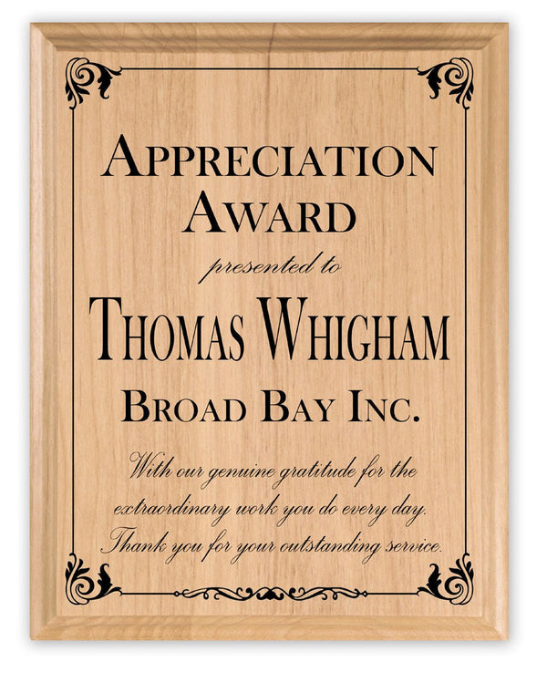 Appreciation Award Plaque Custom Recognition Gift Sign For Employee, Coworker, Boss