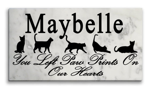 Cat Memorial Stone Plaque Personalized You Left Paw Prints On My Heart