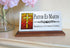 Church Desk Nameplate - Custom Marble Name Sign with Stained Glass Cross for Clergy