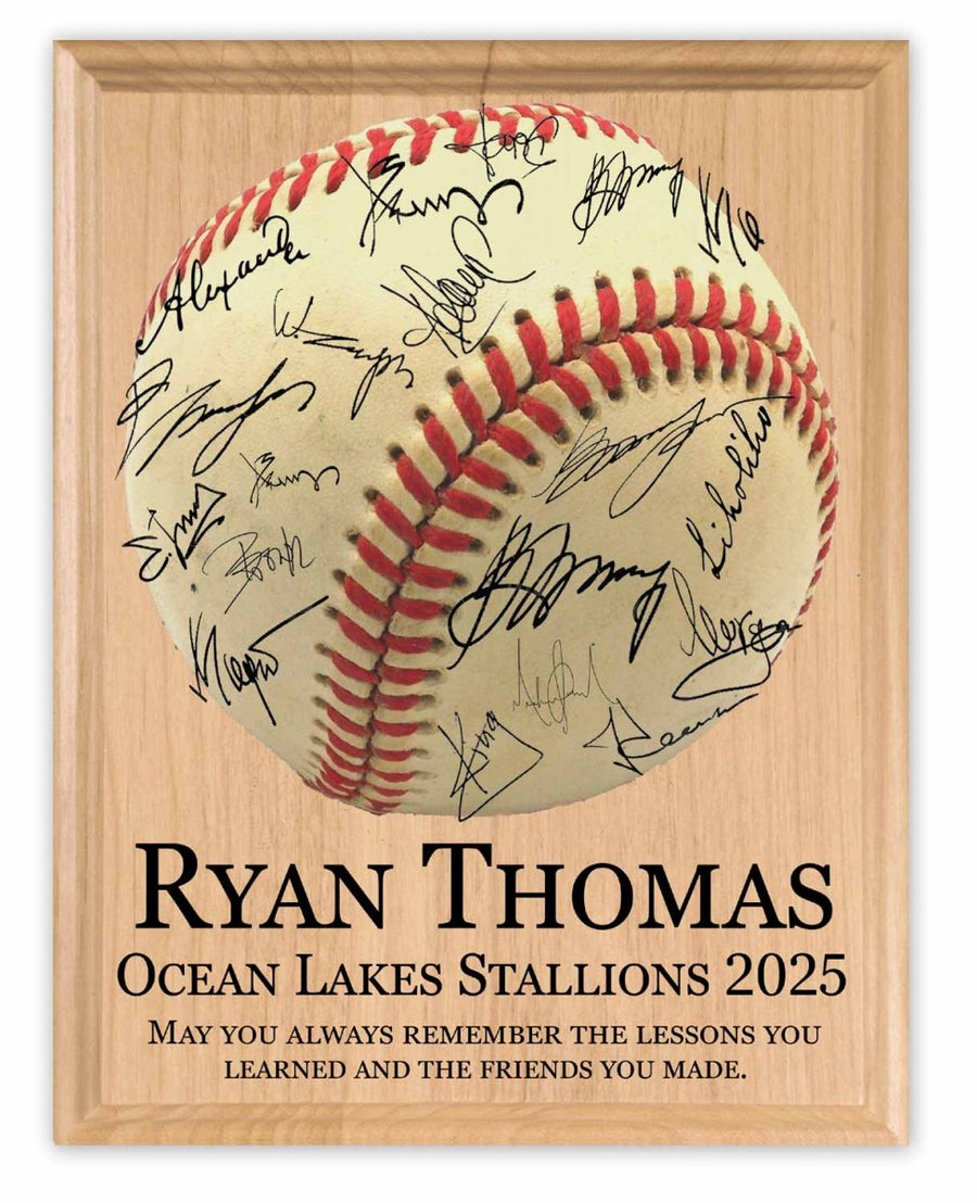 Custom Baseball Plaque – Personalized Senior Gift for Players and Coaches, Team Signable Award Keepsake – Solid Maple Wood - Broad Bay Personalized Gifts Shipped Fast
