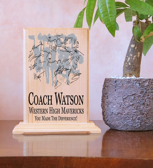 Custom Coach Gift Plaque Signable Basketball Football Soccer Softball Volleyball And More