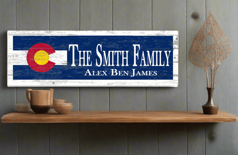 Custom Colorado Flag Sign With Family Name