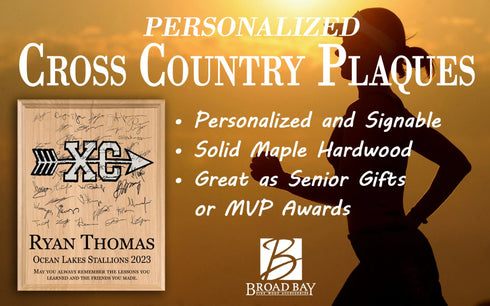 Cross Country Award Plaque – Recognition Trophy for Runners, Seniors & Team Coaches - Custom Signable Gift - Solid Wood