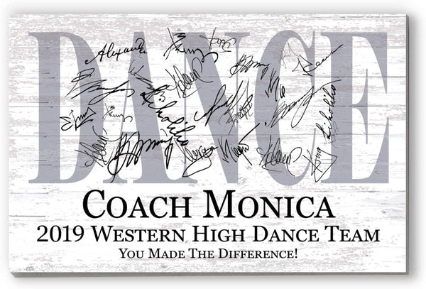 Dance Coach Gift Plaque – Personalized Signable Team Award, Recital or End-of-Year Appreciation