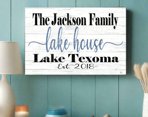 Custom Lake House Sign with Established Date - Solid Wood