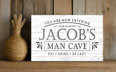 Custom Man Cave Sign Solid Wood 16.5 x 10.5