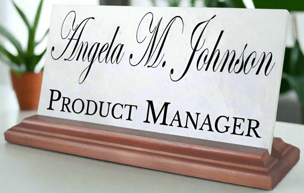 Custom Nameplate - Solid Marble - For Graduation or Professional Promotion Gift