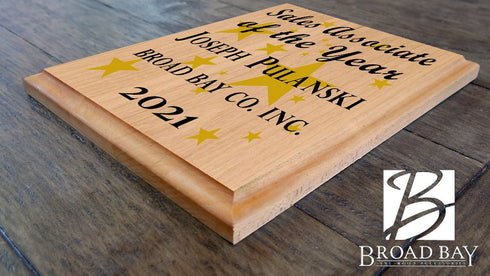 Custom Plaque Recognition & Appreciation Gift - Solid Wood - 11in x 8.5in