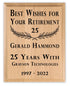 Retirement Plaque - Personalized Years of Service Award Gift