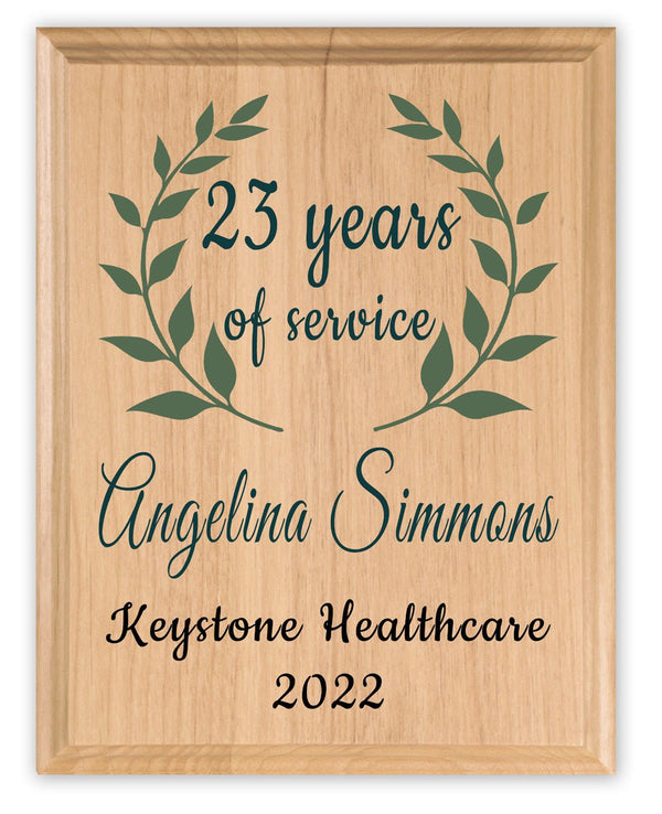 Custom Years of Service Plaque Appreciation Gift Sign For Employee, Boss, Coworker - Solid Wood