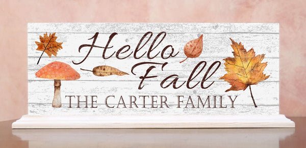 Fall/Autumn Family Name Sign Customized For Mantel or Shelf
