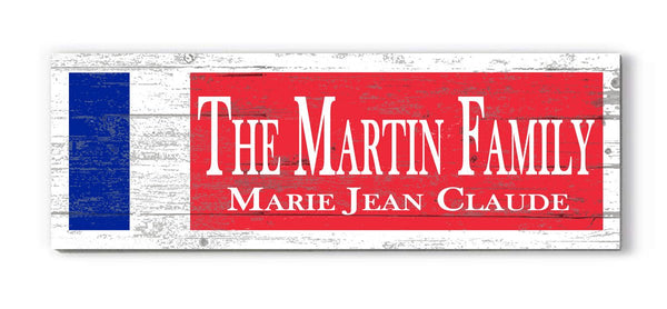 French Flag Family Name Sign – Personalized French Heritage Plaque with Custom Names