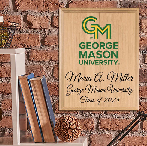 Official George Mason Class Year Plaque - New Student or Graduation Gift – Custom Name and Year Solid Wood Sign