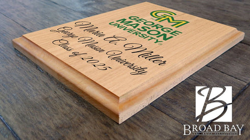 Official George Mason Class Year Plaque - New Student or Graduation Gift – Custom Name and Year Solid Wood Sign
