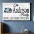 Georgia Southern Family Name Sign – Personalized Wood Plaque for Alumni or Graduation