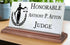 Judge Desk Nameplate - Personalized Solid Marble & Hardwood Name Plate Gift