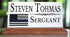 Police Desk Nameplate - Thin Blue Line Flag Custom Marble Name Plate for Law Enforcement