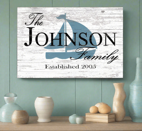 Name & Established Date Sign for Beach or Lake House Nautical Décor