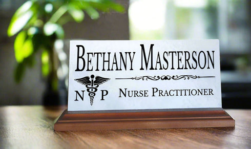 Nurse Practitioner Nameplate Gift - Solid Marble - Custom Name Plate for Nurses