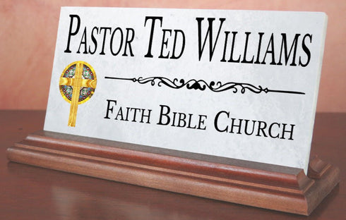 Pastor Name Plate or Christian Church Clergy Desk Nameplate