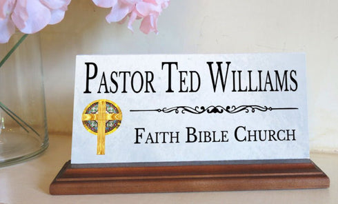 Pastor Name Plate or Christian Church Clergy Desk Nameplate